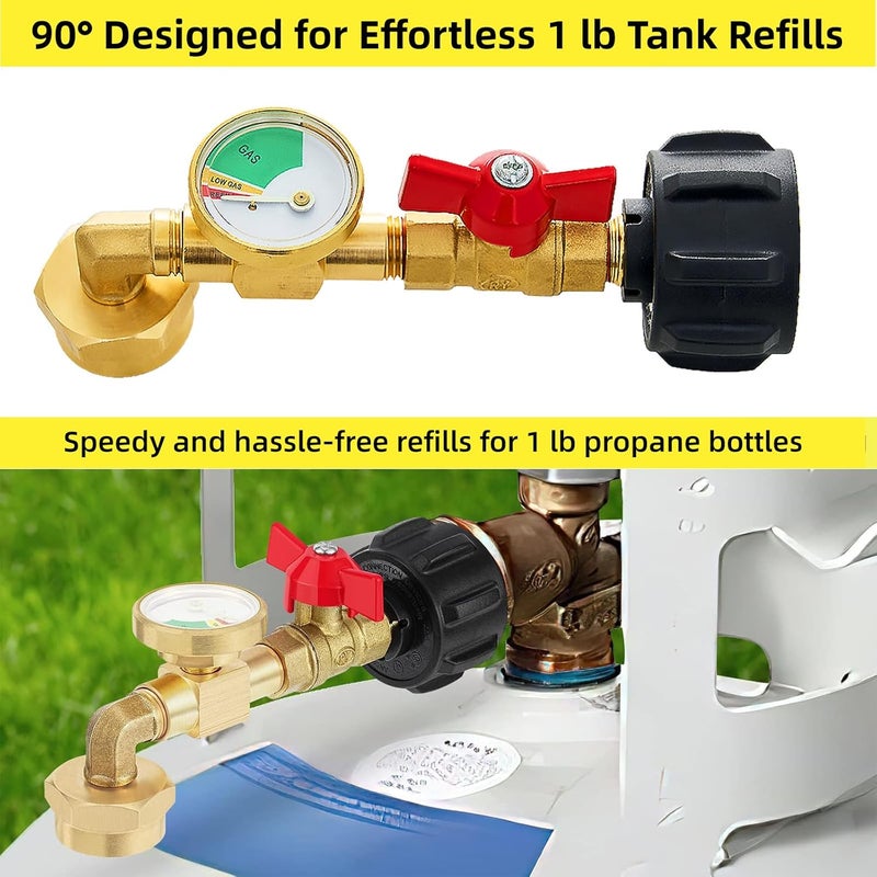 UJW Propane Refill Adapter with Valve and Gauge,Fill 1 lb Bottles from 20 lb Tank,Fits QCC1 / Type1 Propane Tank and 1 lb Throwaway Disposable Cylinder Propane Bottle Connector - Image 5